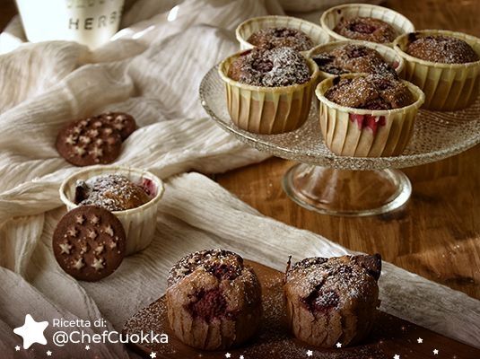 Muffin con Pan di Stelle e lamponi