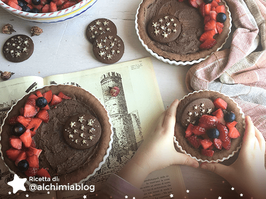 Crostatine al Cacao con ricotta e Pan di Stelle