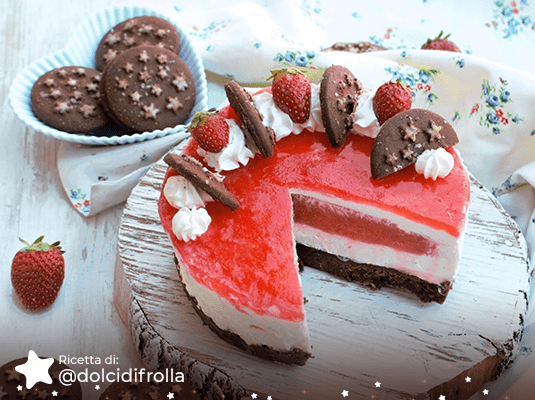 Torta yogurt e Pan di Stelle con fragole
Torta yogurt e Pan di Stelle con fragole