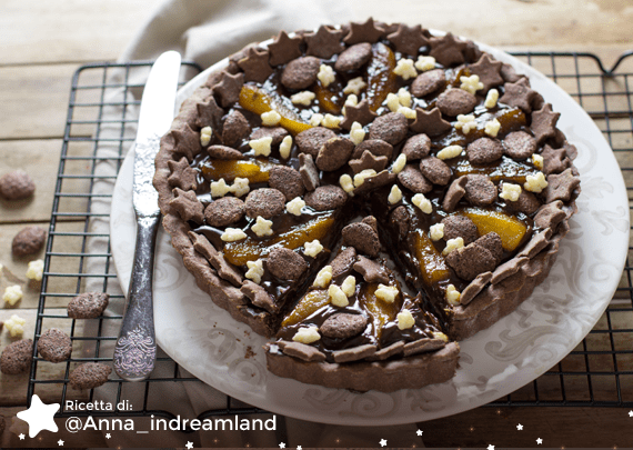 Crostata al cioccolato, pere e cereali